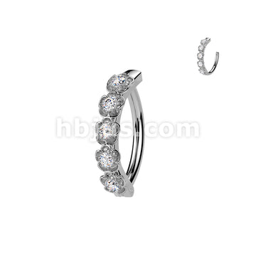 316L Surgical Steel 316L Hinged Belly Button Ring Lined With CZ... - Image 2