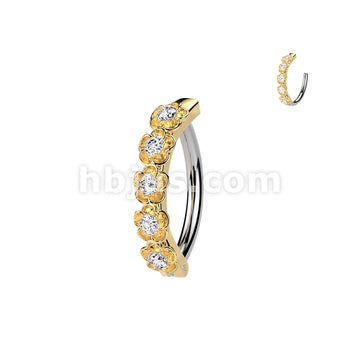 316L Surgical Steel 316L Hinged Belly Button Ring Lined With CZ... - Image 3