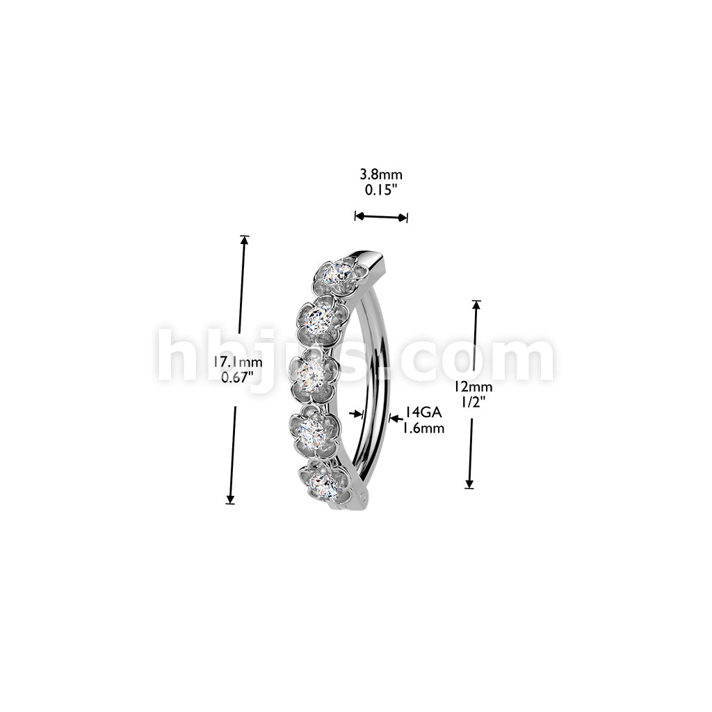 316L Surgical Steel 316L Hinged Belly Button Ring Lined With CZ... - Image 4