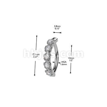 316L Surgical Steel 316L Hinged Belly Button Ring Lined With CZ... - Image 4