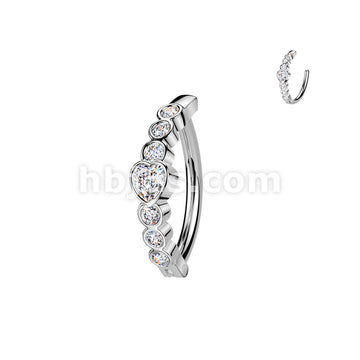 316L Surgical Steel 316L Hinged Belly Button Ring With Heart CZ and 6... - Image 2