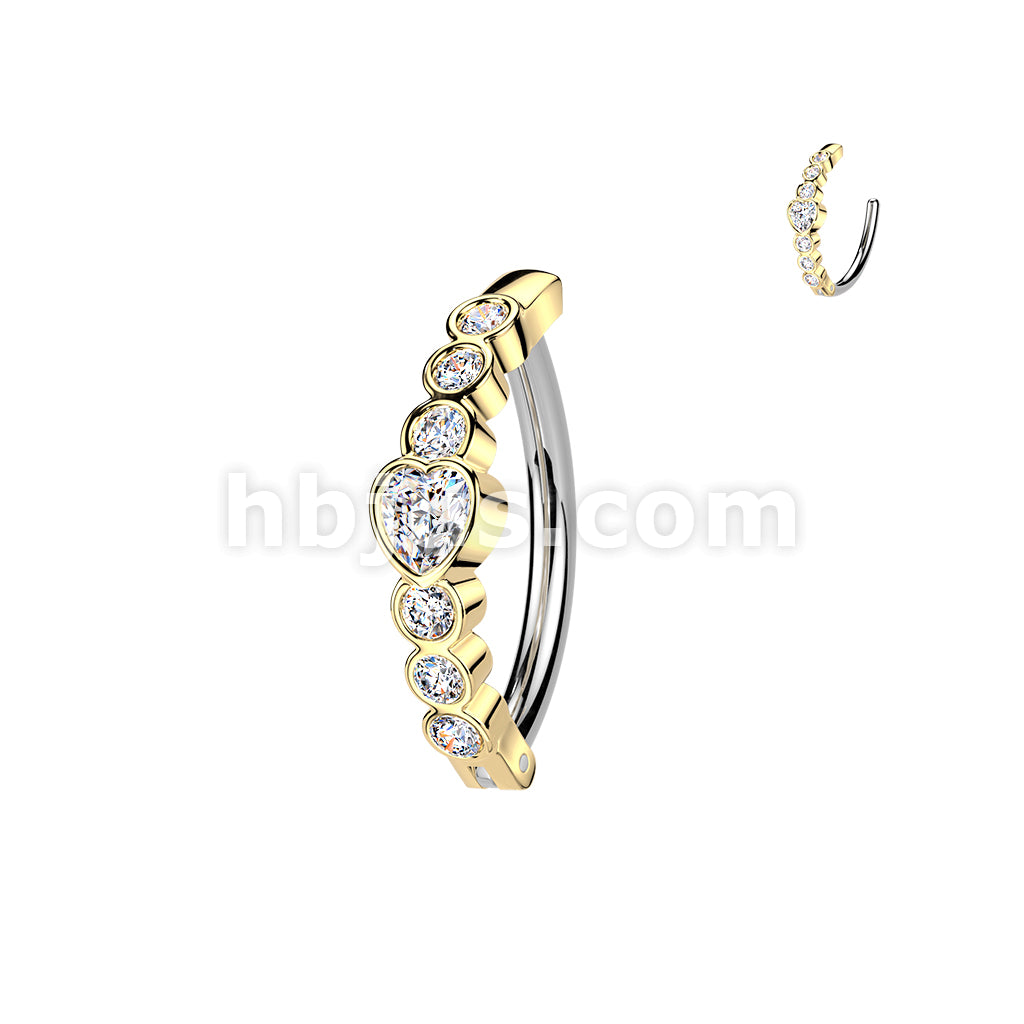 316L Surgical Steel 316L Hinged Belly Button Ring With Heart CZ and 6... - Image 4