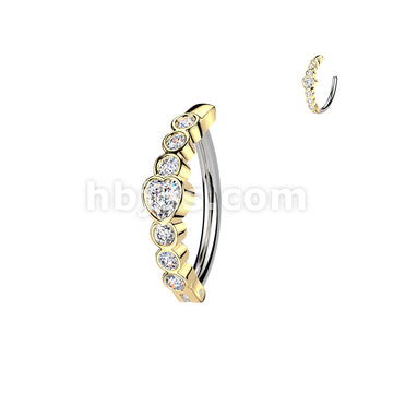 316L Surgical Steel 316L Hinged Belly Button Ring With Heart CZ and 6... - Image 4
