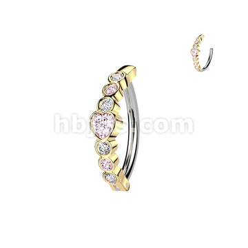 316L Surgical Steel 316L Hinged Belly Button Ring With Heart CZ and 6... - Image 5