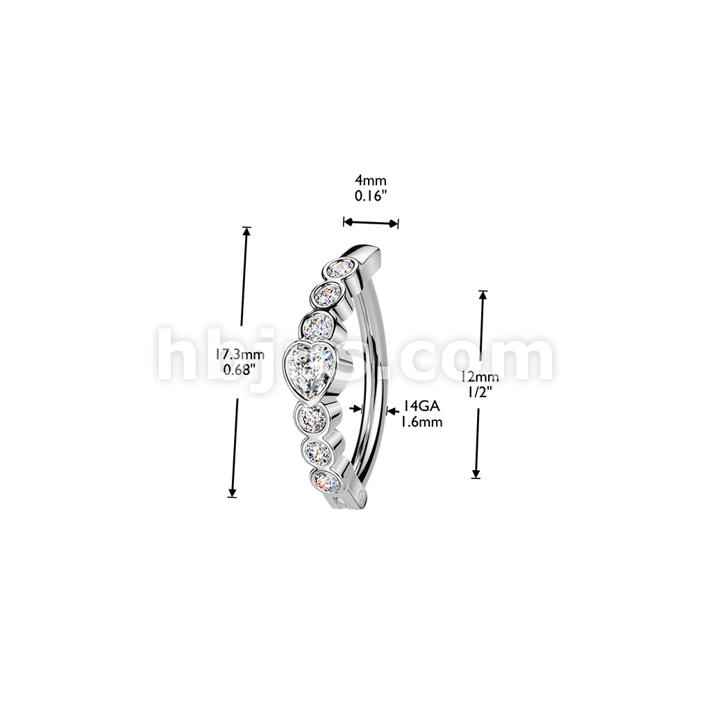 316L Surgical Steel 316L Hinged Belly Button Ring With Heart CZ and 6... - Image 6