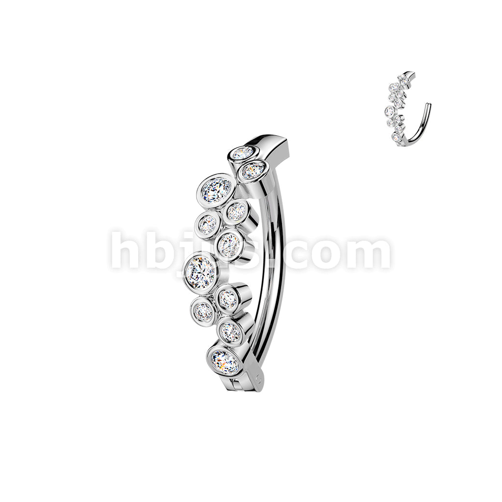 316L Surgical Steel 316L Hinged Belly Button Ring With Round CZ Bubbles - Image 2