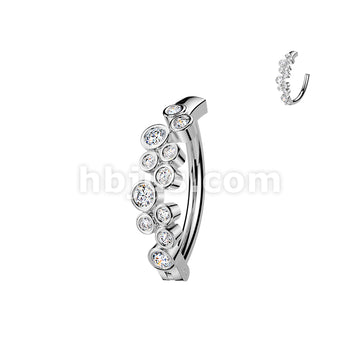 316L Surgical Steel 316L Hinged Belly Button Ring With Round CZ Bubbles - Image 2