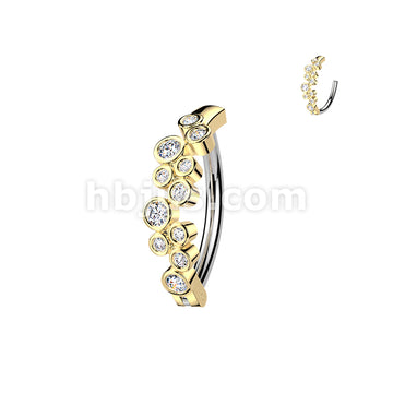 316L Surgical Steel 316L Hinged Belly Button Ring With Round CZ Bubbles - Image 3