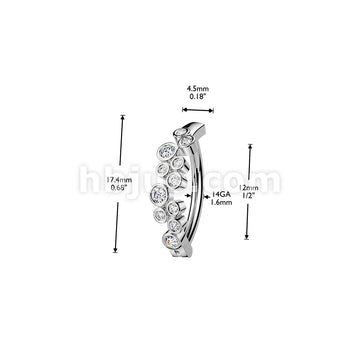 316L Surgical Steel 316L Hinged Belly Button Ring With Round CZ Bubbles - Image 4