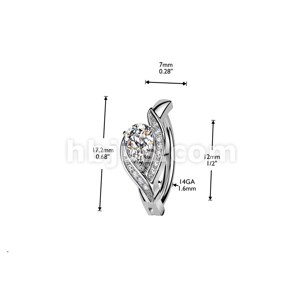 316L Surgical Steel 316L Hinged Belly Button Ring With Pave CZ Edge &... - Image 4