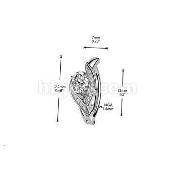316L Surgical Steel 316L Hinged Belly Button Ring With Pave CZ Edge &... - Image 4