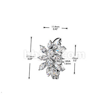 316L Surgical Steel 316L Hinged Belly Button Ring With Marquise CZ Cluster - Image 4