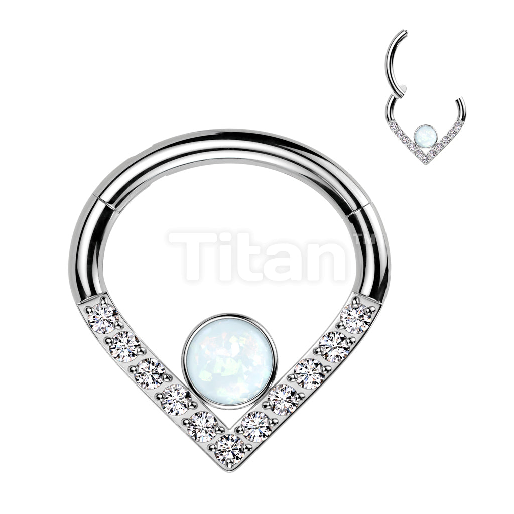 Implant Grade Titanium Hinged Segment Hoop Ring With Pave CZ Single... - Image 3