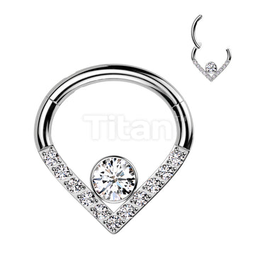 Implant Grade Titanium Hinged Segment Hoop Ring With Pave CZ Single... - Image 2