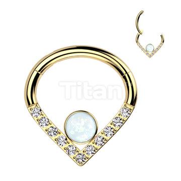 Implant Grade Titanium Hinged Segment Hoop Ring With Pave CZ Single... - Image 4