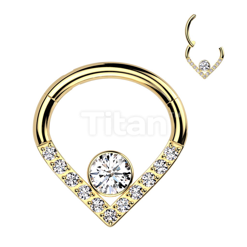 Implant Grade Titanium Hinged Segment Hoop Ring With Pave CZ Single... - Image 5
