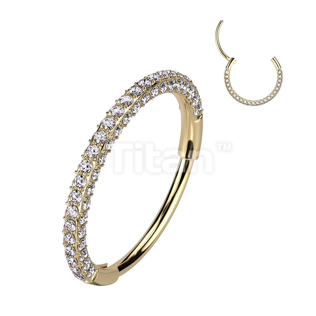 Implant Grade Titanium Hinged Segment 20G Nose, Ear Hoops With 3 Pave CZ Sides - Image 3