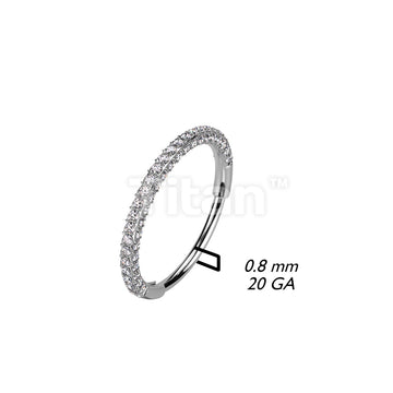 Implant Grade Titanium Hinged Segment 20G Nose, Ear Hoops With 3 Pave CZ Sides - Image 4