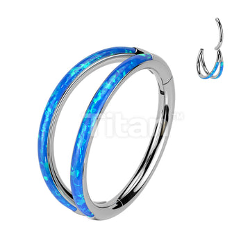 Implant Grade Titanium Hinged Segment Double Hoop Ring Lined With Outward Facing Opal - Image 6