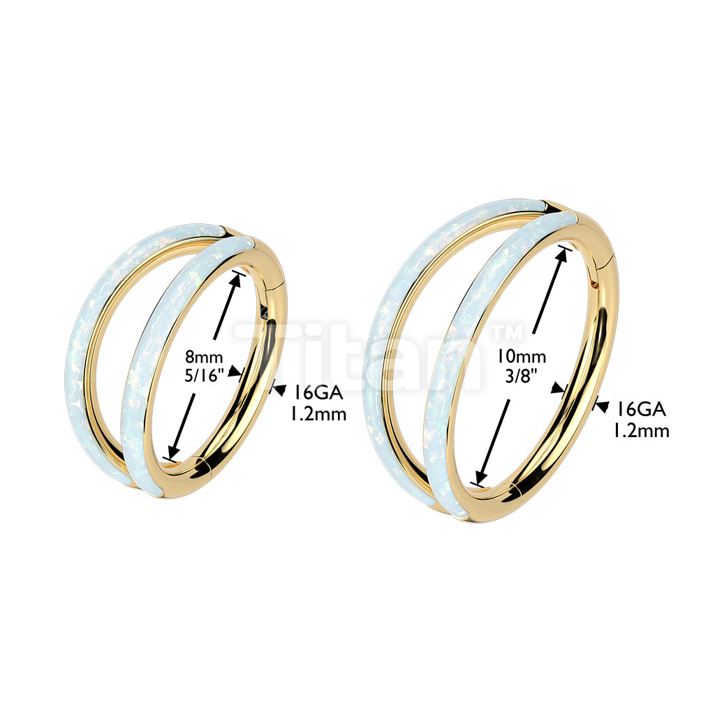Implant Grade Titanium Hinged Segment Double Hoop Ring Lined With Outward Facing Opal - Image 8