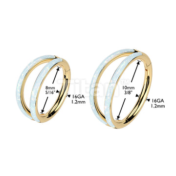 Implant Grade Titanium Hinged Segment Double Hoop Ring Lined With Outward Facing Opal - Image 8