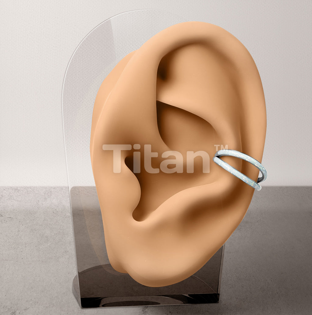 Implant Grade Titanium Hinged Segment Double Hoop Ring Lined With Outward Facing Opal - Image 9