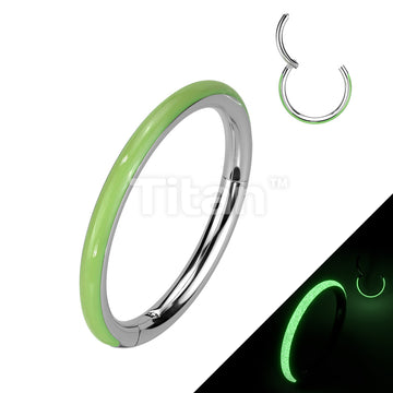 Implant Grade Titanium Hinged Segment Hoop Ring With Outward Facing Glow In The Dark Line - Image 2