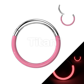 Implant Grade Titanium Hinged Segment Hoop Ring With Front Facing Glow In The Dark Line - Image 3