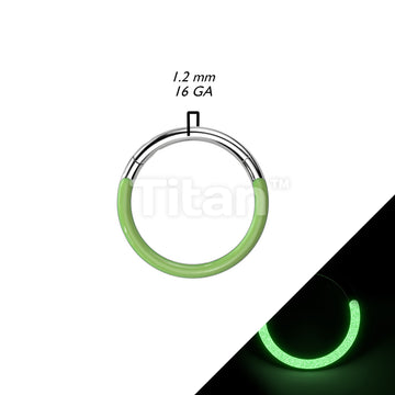 Implant Grade Titanium Hinged Segment Hoop Ring With Front Facing Glow In The Dark Line - Image 4