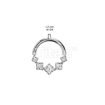 Implant Grade Titanium Hinged Segment Hoop Ring With 7 Square CZ  - Image 5
