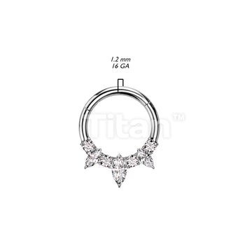 Implant Grade Titanium Hinged Segment Hoop Ring With 3 Marquise and 4 Round CZ - Image 5