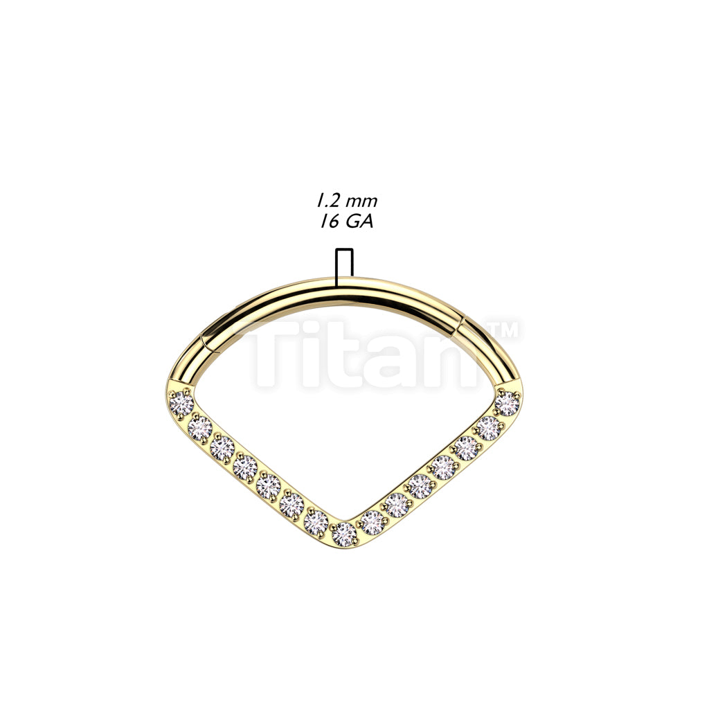 Implant Grade Titanium Hinged Segment Hoop Ring With Wide CZ Pave Chevon - Image 4