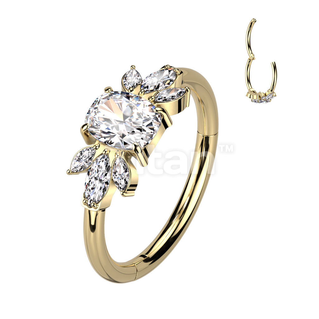 Implant Grade Titanium Hinged Segment Hoop Ring With Emerald Cut CZ... - Image 2