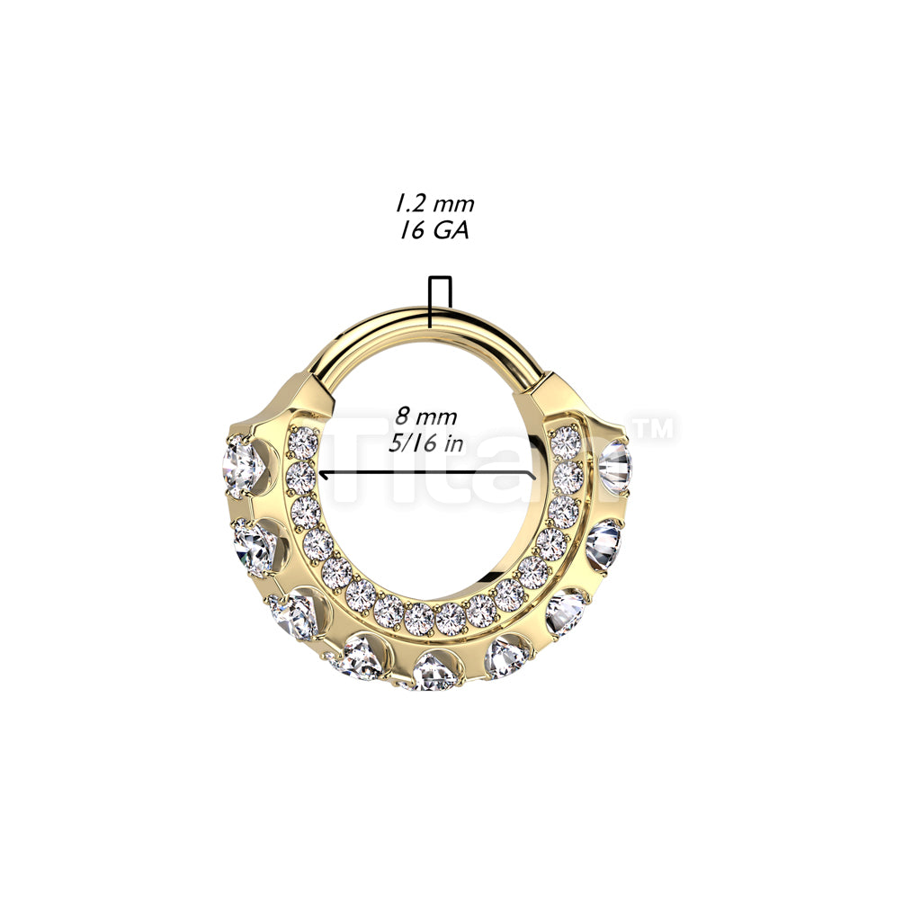Implant Grade Titanium Hinged Segment Hoop Ring With CNC Forward Facing CZ and Large Outward Facing CZ - Image 4