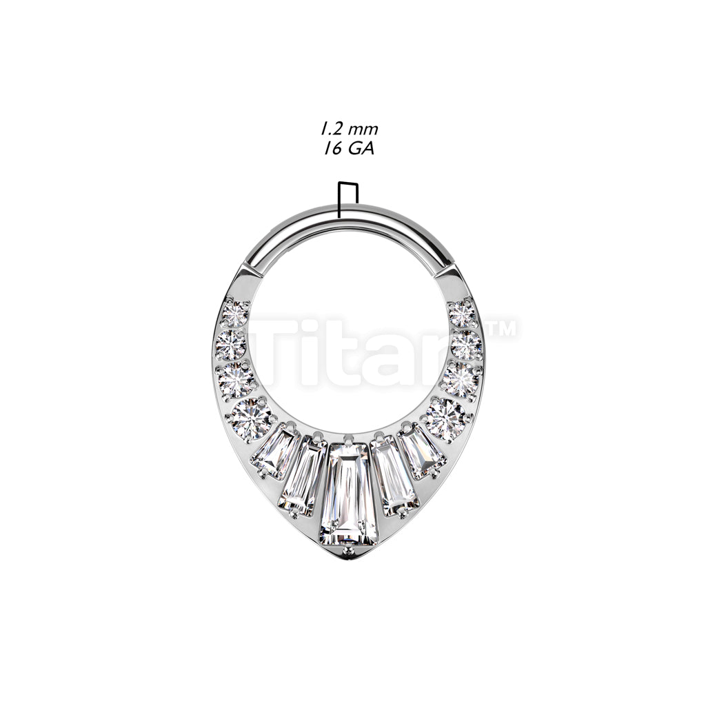 Implant Grade Titanium Hinged Segment Hoop Ring With Round and Baguette CNC Set CZ's - Image 4