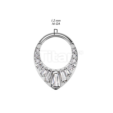 Implant Grade Titanium Hinged Segment Hoop Ring With Round and Baguette CNC Set CZ's - Image 4