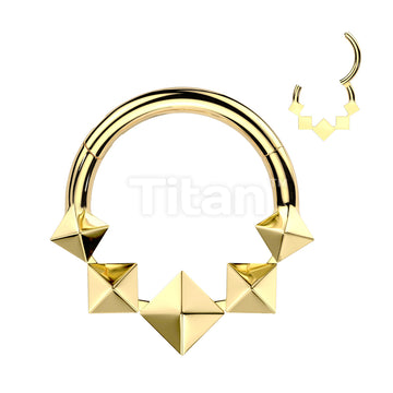 Implant Grade Titanium Hinged Segment Hoop Ring With 5 Front Facing 3D Diamonds - Image 2