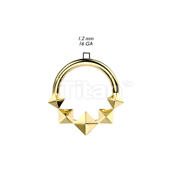 Implant Grade Titanium Hinged Segment Hoop Ring With 5 Front Facing 3D Diamonds - Image 4