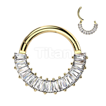 Implant Grade Titanium Hinged Segment Hoop Ring With Front Facing Pave Baguette CZ - Image 4