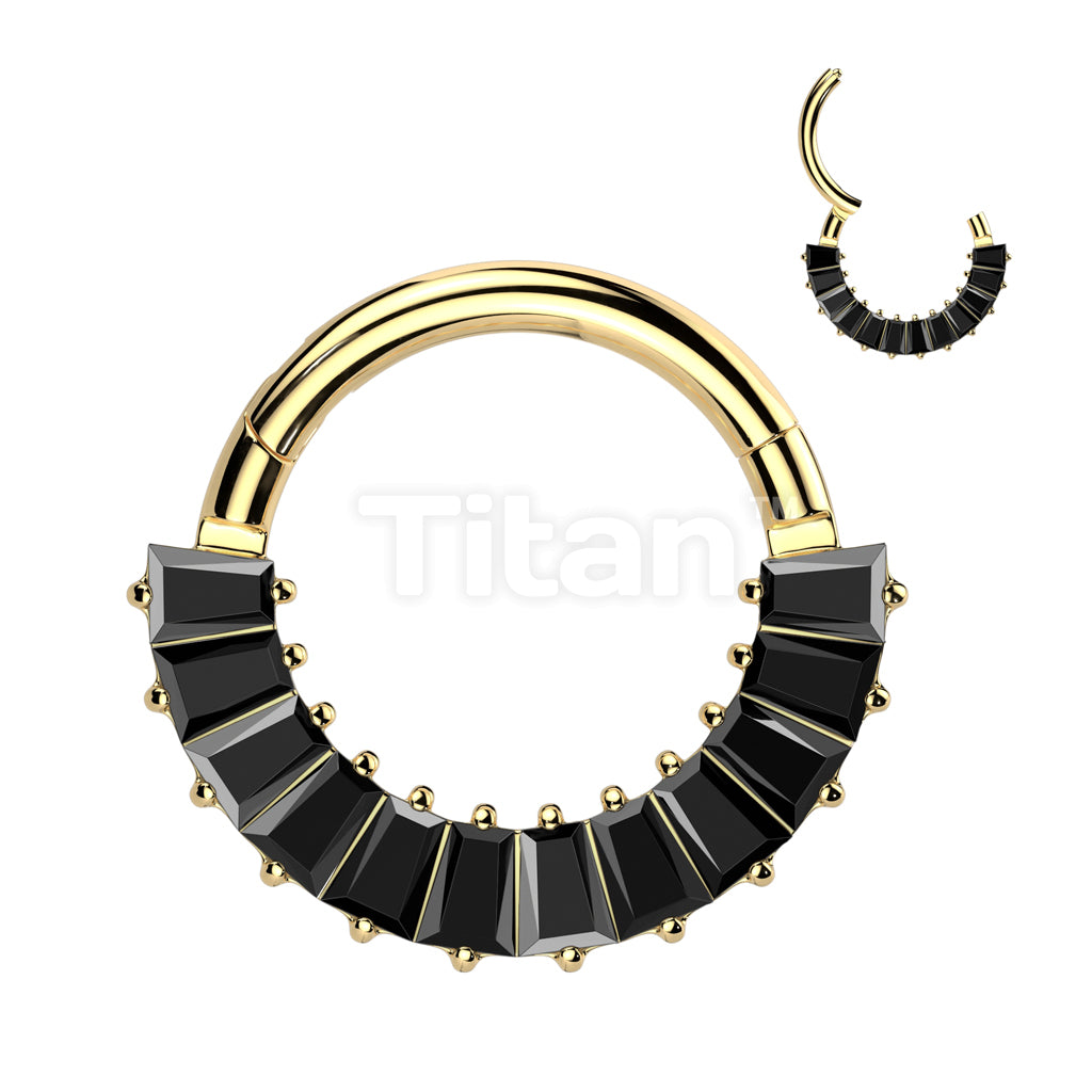 Implant Grade Titanium Hinged Segment Hoop Ring With Front Facing Pave Baguette CZ - Image 5
