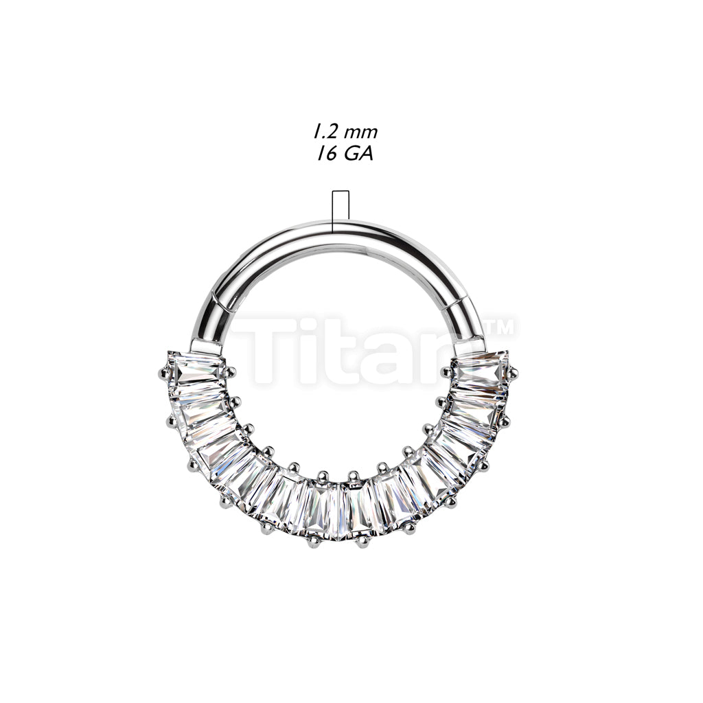 Implant Grade Titanium Hinged Segment Hoop Ring With Front Facing Pave Baguette CZ - Image 7