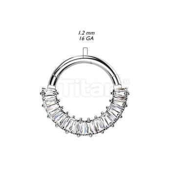 Implant Grade Titanium Hinged Segment Hoop Ring With Front Facing Pave Baguette CZ - Image 7