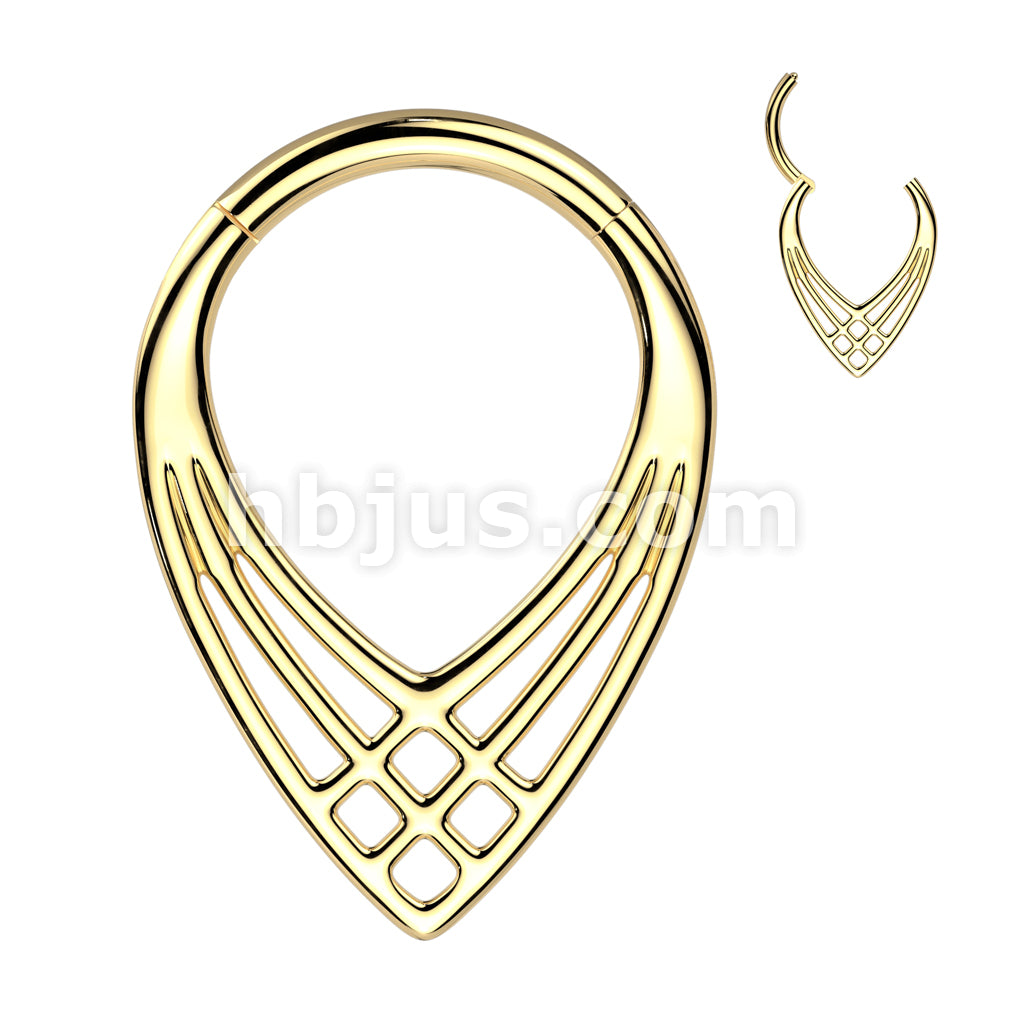 Implant Grade Titanium Criss Cross Chevron Hinged Segment Hoop Ring - Image 2