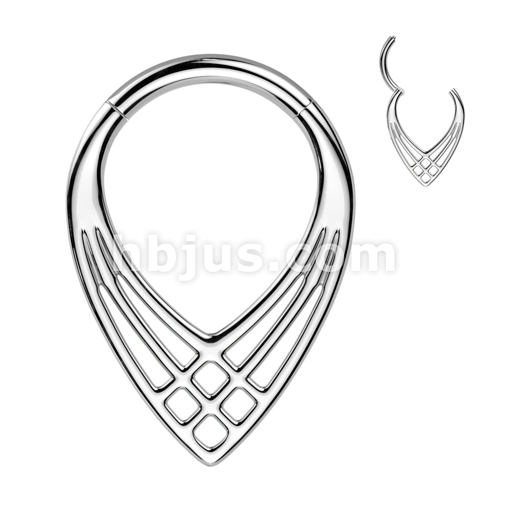 Implant Grade Titanium Criss Cross Chevron Hinged Segment Hoop Ring - Image 3
