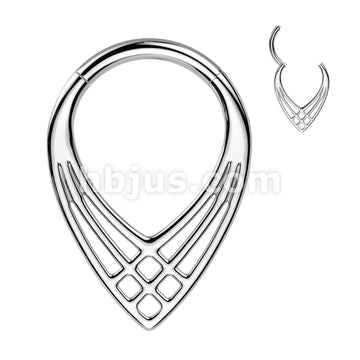 Implant Grade Titanium Criss Cross Chevron Hinged Segment Hoop Ring - Image 3