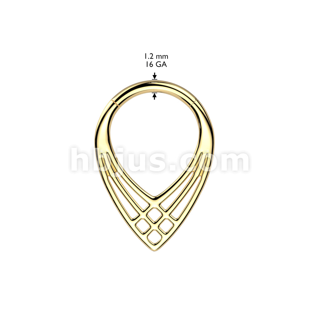 Implant Grade Titanium Criss Cross Chevron Hinged Segment Hoop Ring - Image 4