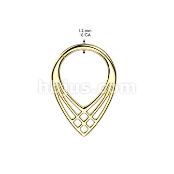 Implant Grade Titanium Criss Cross Chevron Hinged Segment Hoop Ring - Image 4