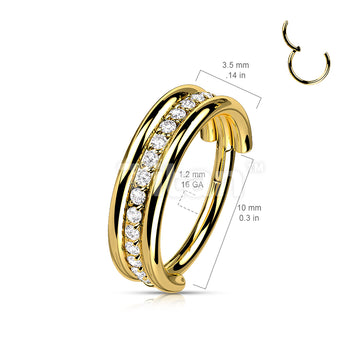Implant Grade Titanium Hinged Segment Hoop Ring With Outward Facing Triple Stacked CZ Center Line - Image 7