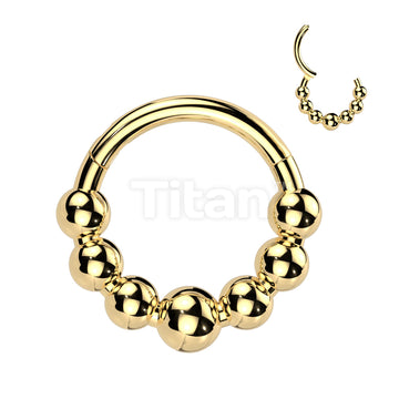 Implant Grade Titanium Hinged Segment Hoop Ring Lined With 7 Beaded Balls - Image 2