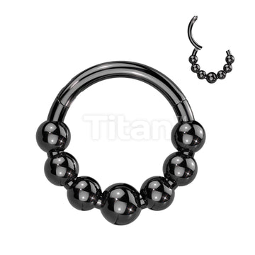 Implant Grade Titanium Hinged Segment Hoop Ring Lined With 7 Beaded Balls - Image 3